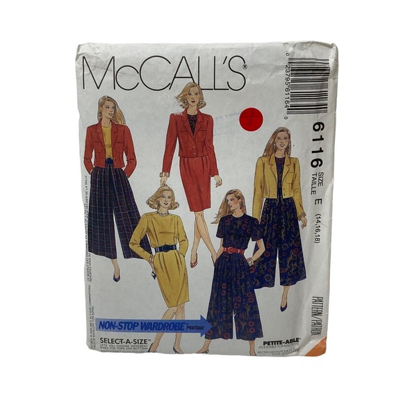 Mccalls 6116 Misses Lined Jacket Top Skirt Split Skirt Sewing Pattern Size 14-18 - Picture 1 of 6